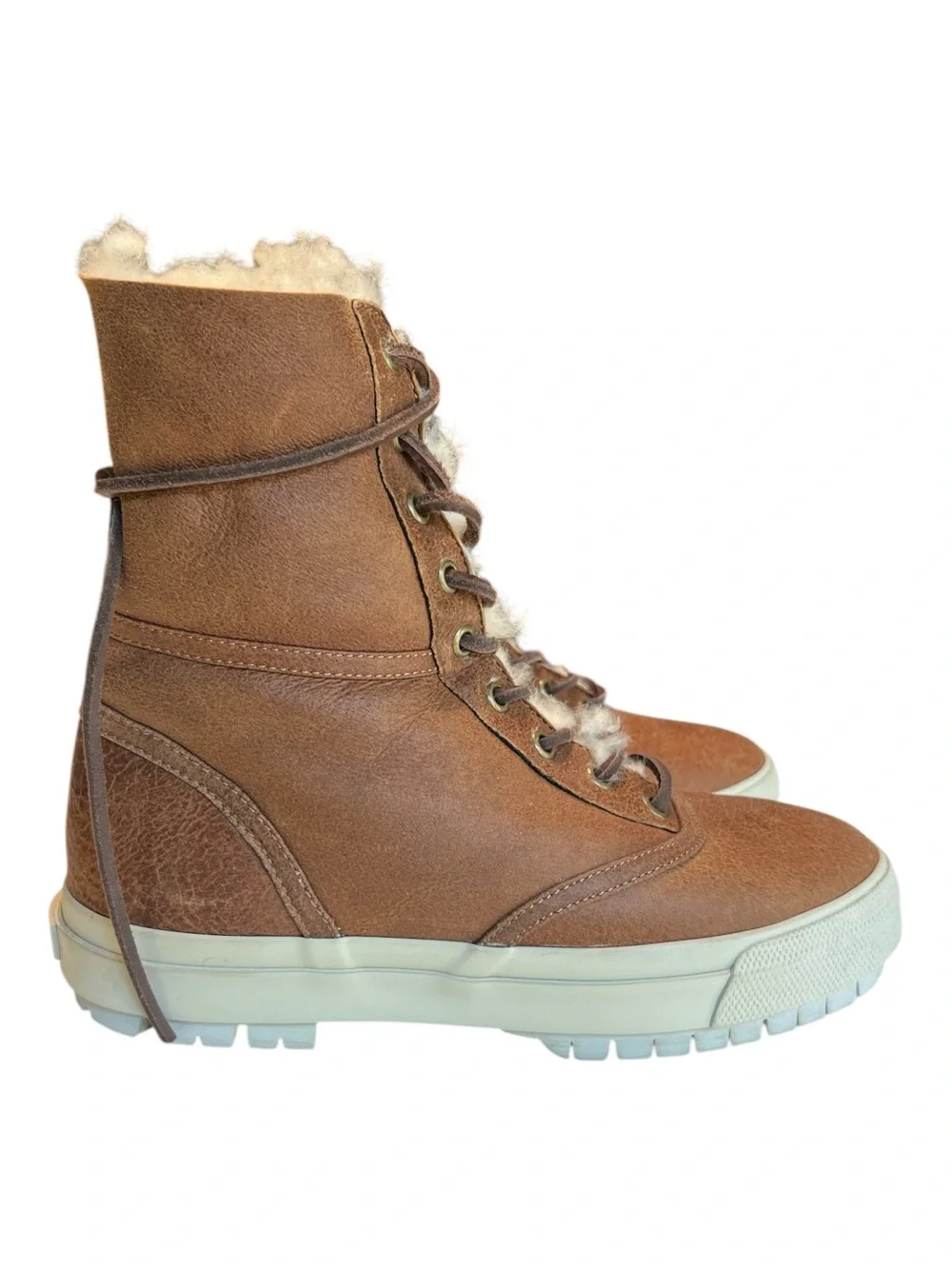 Polo Ralph Lauren Shearling Boots  Lamb Suede Hiking Vibram Sole SZ 9